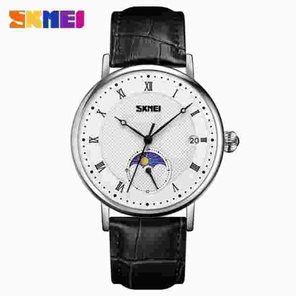 SKMEI 9308 Men Quartz Watch Hour Markers Sun Moon Stars Date Calendar Waterproof