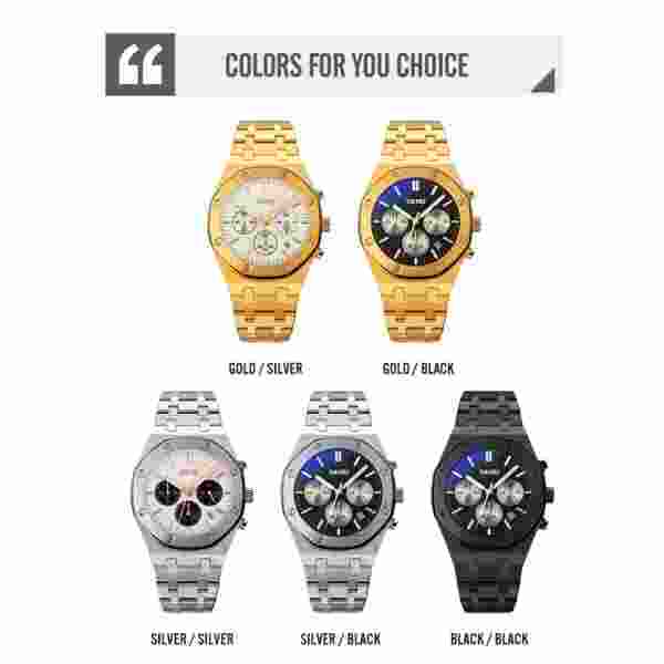 SKMEI 9296 Luxury Business Quartz Men's Watch Stainless Steel Calendar Waterproof - Image 5