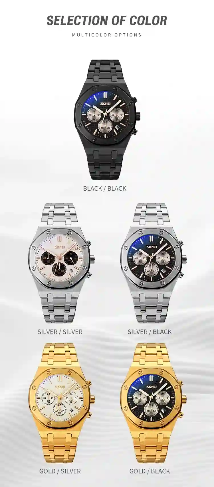 SKMEI 9296 Luxury Business Quartz Men's Watch Stainless Steel Calendar Waterproof Men Wrist watches Clock reloj hombre 9288