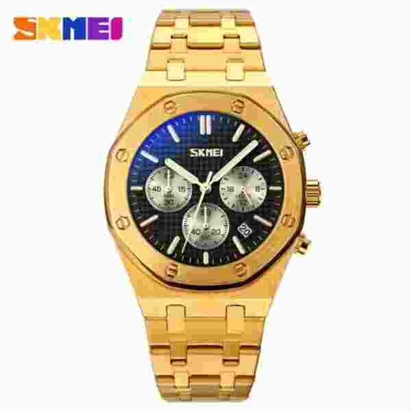 SKMEI 9296 Luxury Business Quartz Men's Watch Stainless Steel Calendar Waterproof - Image 2