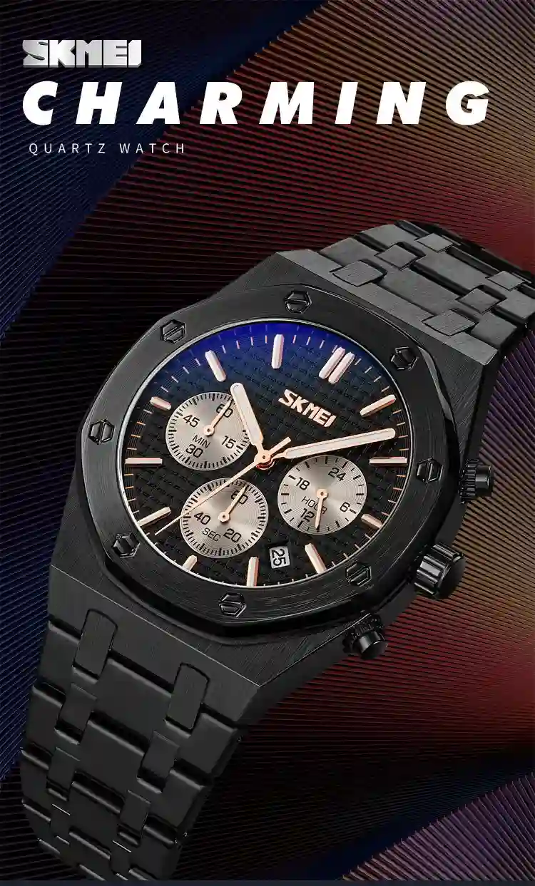 SKMEI 9296 Luxury Business Quartz Men's Watch Stainless Steel Calendar Waterproof Men Wrist watches Clock reloj hombre 9288