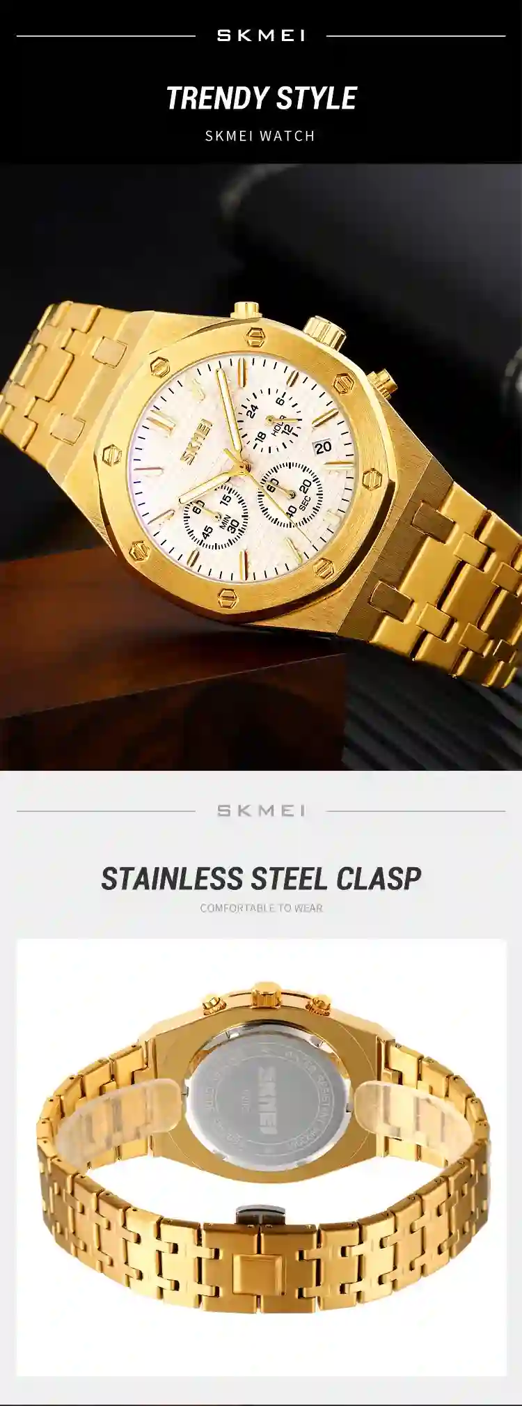 SKMEI 9296 Luxury Business Quartz Men's Watch Stainless Steel Calendar Waterproof Men Wrist watches Clock reloj hombre 9288