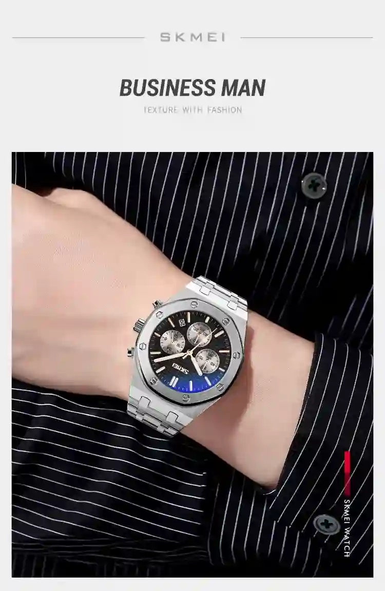 SKMEI 9296 Luxury Business Quartz Men's Watch Stainless Steel Calendar Waterproof Men Wrist watches Clock reloj hombre 9288