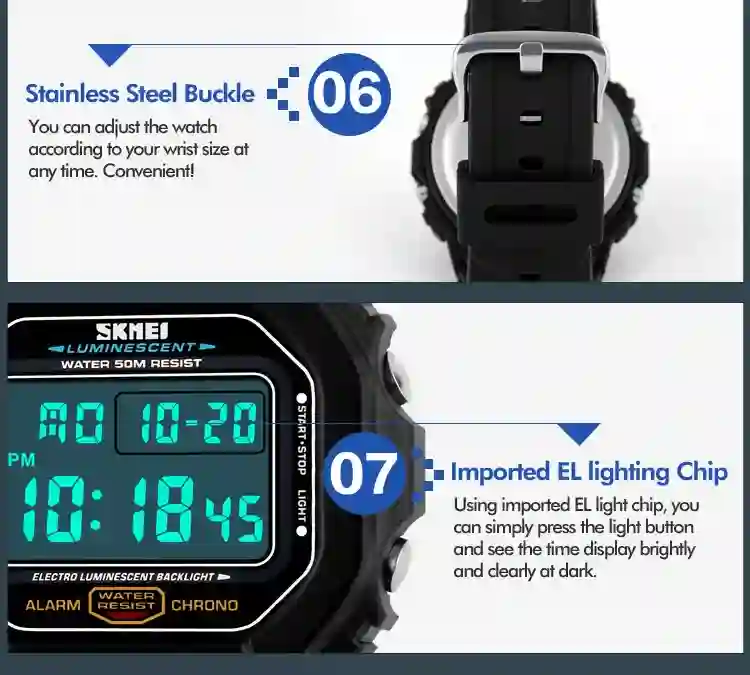 SKMEI 1134 Digital Sport Men's Watches Waterproof Military Watch Alarm Calendar Male Electronic Clock relogio masculino 1628