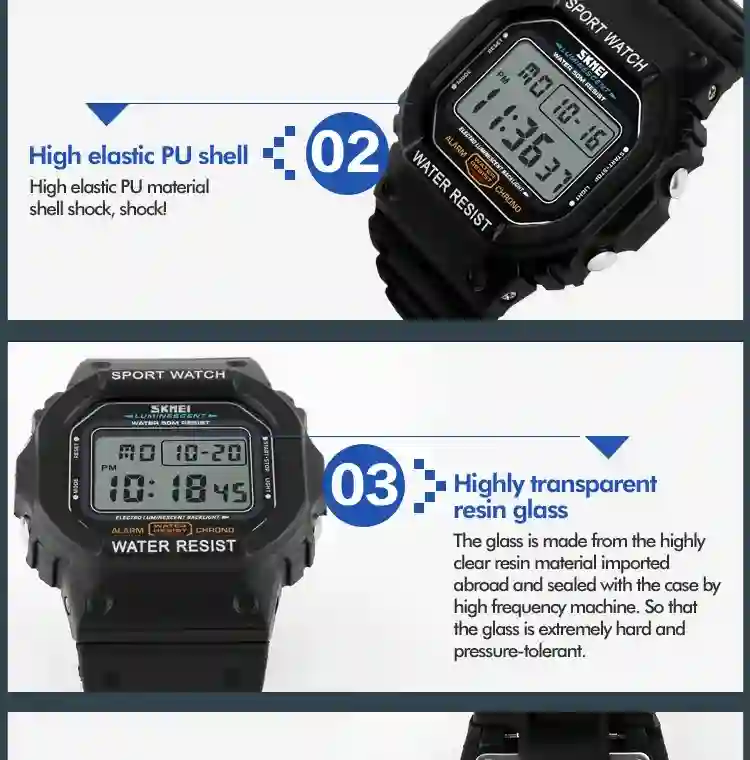 SKMEI 1134 Digital Sport Men's Watches Waterproof Military Watch Alarm Calendar Male Electronic Clock relogio masculino 1628