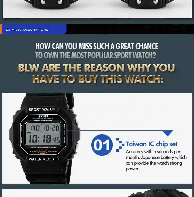 SKMEI 1134 Digital Sport Men's Watches Waterproof Military Watch Alarm Calendar Male Electronic Clock relogio masculino 1628