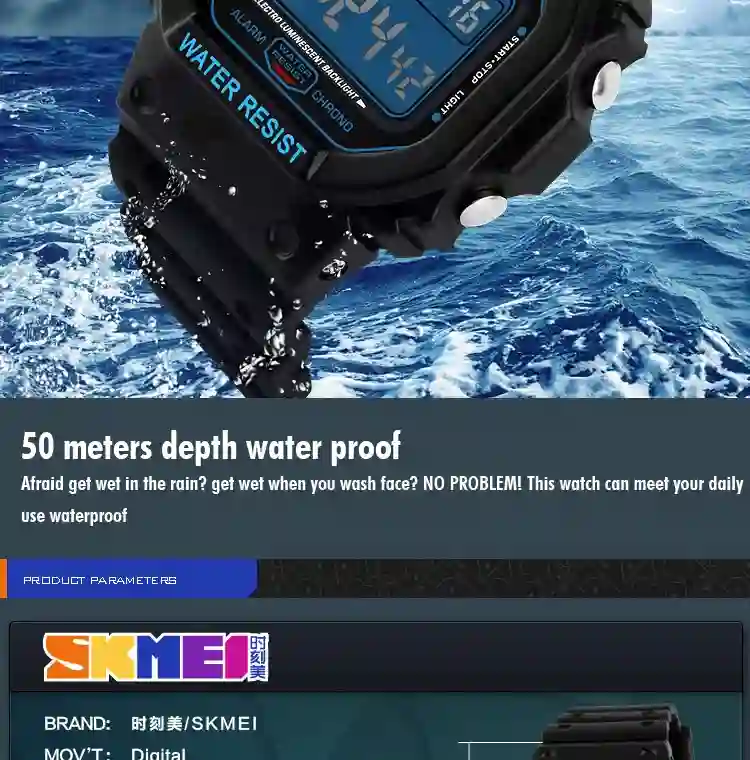 SKMEI 1134 Digital Sport Men's Watches Waterproof Military Watch Alarm Calendar Male Electronic Clock relogio masculino 1628