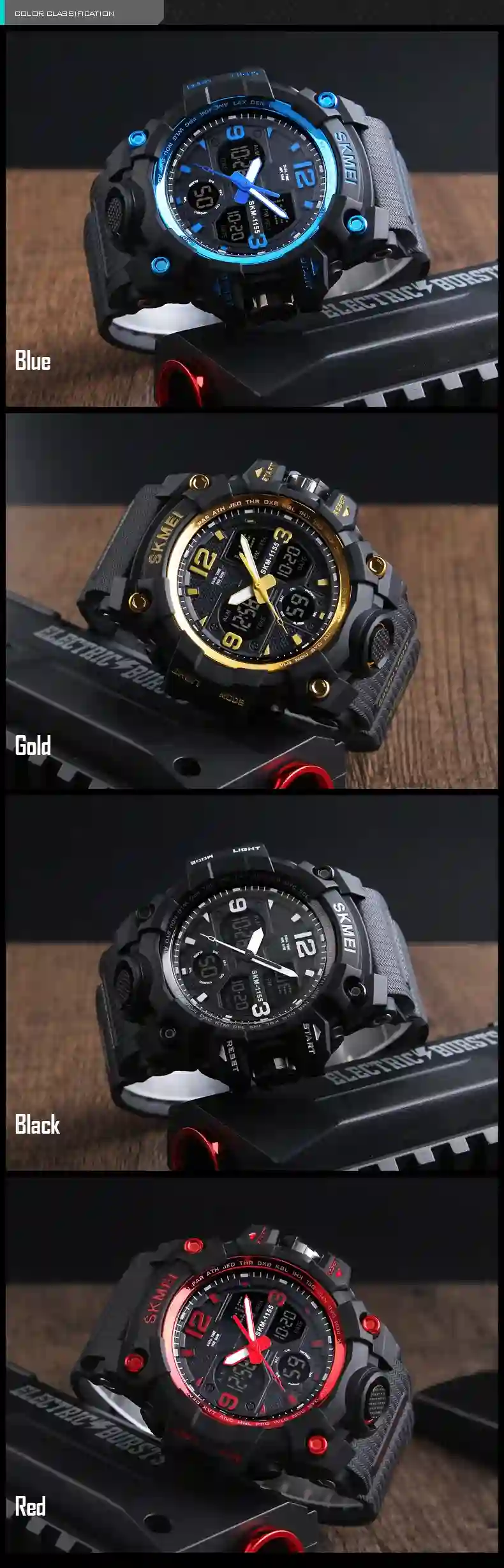 SKMEI 1155 Men Digital Sport Men Watch Electronic Military Wristwatches Waterproof Shockproof Male Men's Clock Watches 1637 1358
