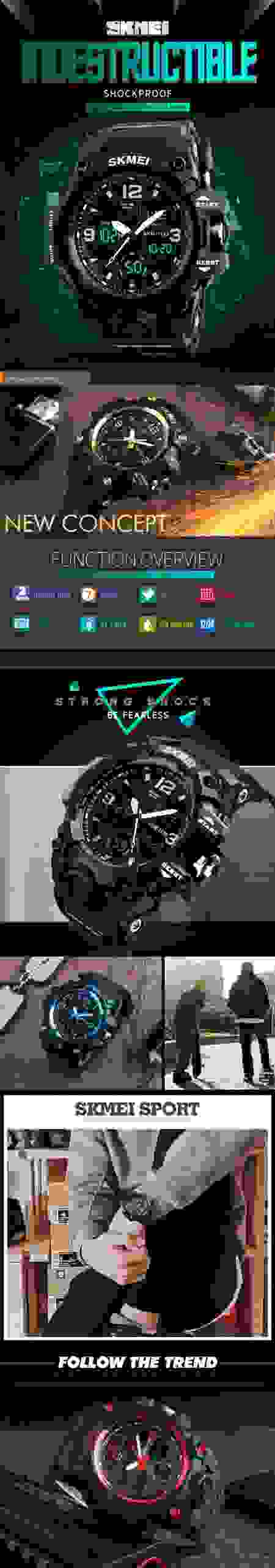 SKMEI 1155 Men Digital Sport Men Watch Electronic Military Wristwatches Waterproof Shockproof Male Men's Clock Watches 1637 1358