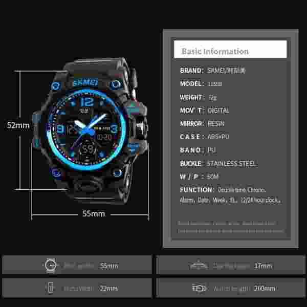 SKMEI 1155 Men Digital Sport Men Watch Electronic Military Wristwatch - Image 4