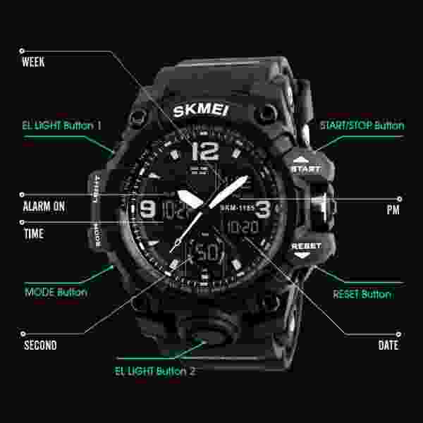 SKMEI 1155 Men Digital Sport Men Watch Electronic Military Wristwatch - Image 3