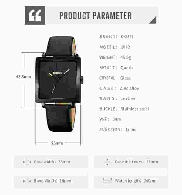 SKMEI 2032 Simplicity Small Block Women Watch 30 Meters Waterproof - Image 5