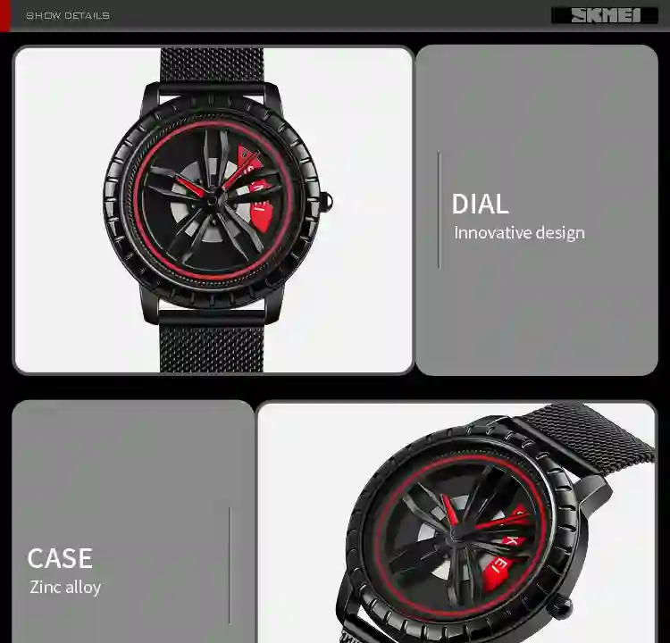 SKMEI 1634 Luxury Waterproof Quartz Mens Wristwatches Wheel Rotating Creative Date Calendar Men Watch Clock Reloj Masculino 1985