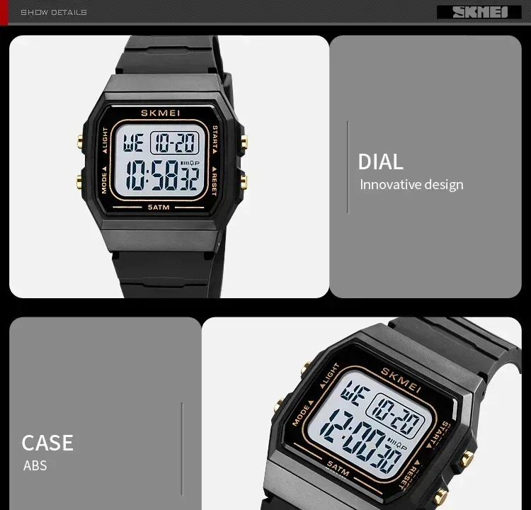 SKMEI 1683 Luxury Waterproof Mens Watches Electronic Sports Simple Stopwatch Wristwatches for Men Women Girl Relogio Masculino
