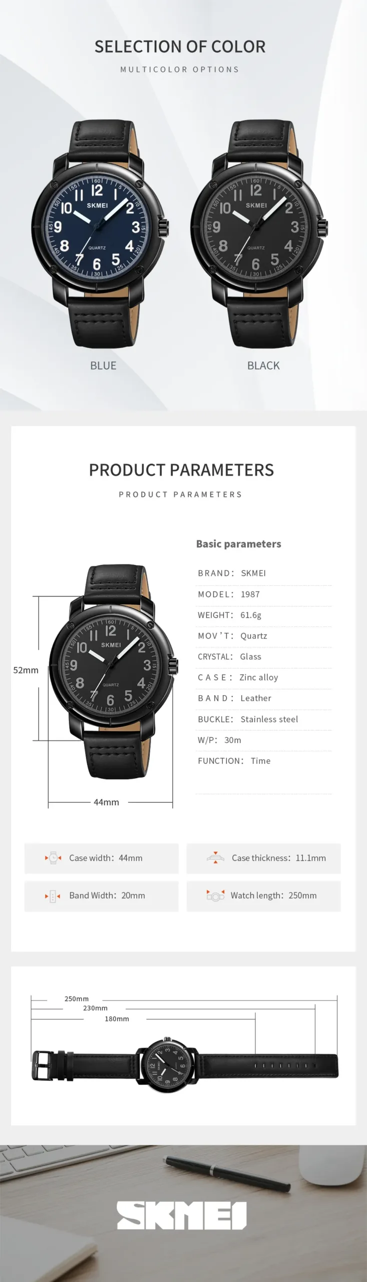 SKMEI 1987 Business Men Quartz Wristwatches Date Calendar Clock Sport Waterproof Mens Watches Shockproof reloj hombre 1652 0992