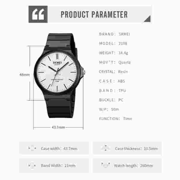 SKMEI 2108 Mens Simple Waterproof Watch Casual Sports Quartz Men Wristwatch - Image 6