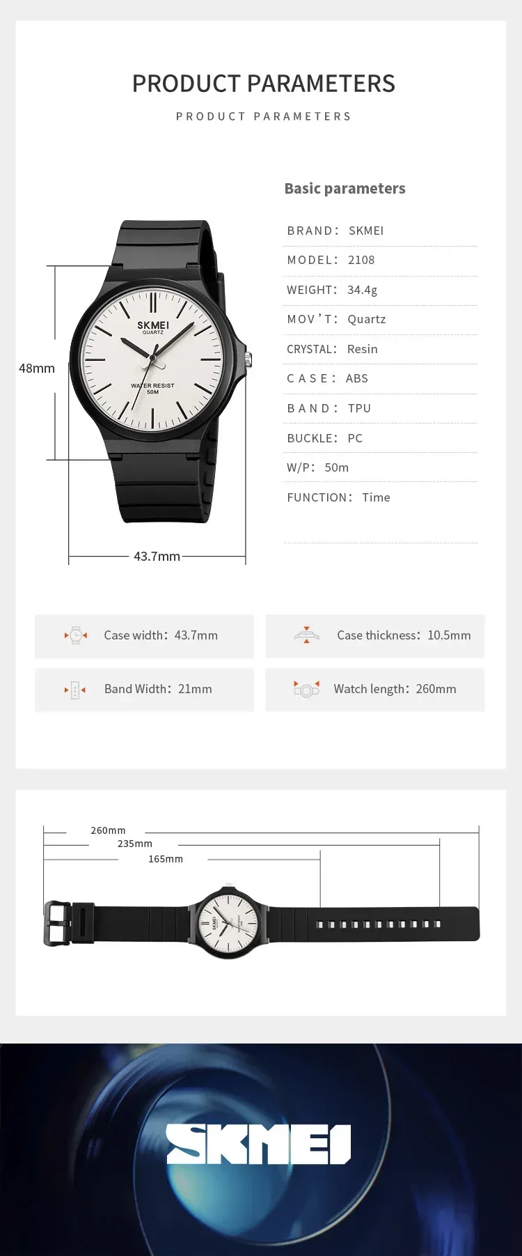 SKMEI 2108 Mens Simple Waterproof Watches Casual Sports Quartz Men Wristwatches Male Shockproof Time Date Clock reloj hombre
