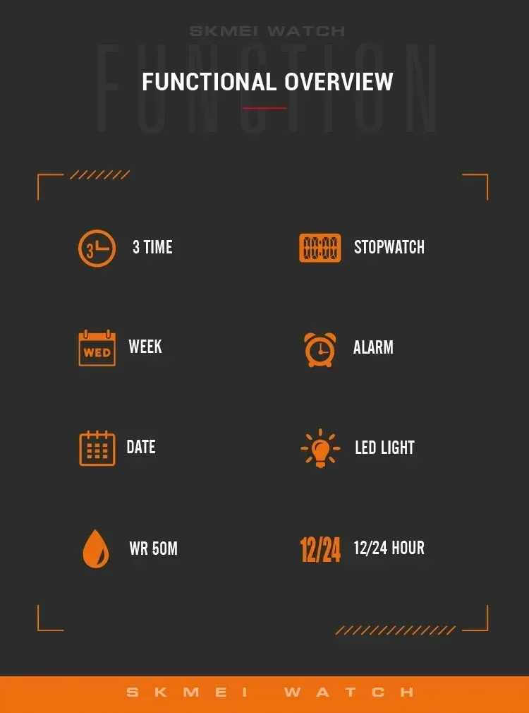 SKMEI 1655 Sport Digital Watch for Men Dual Display Waterproof Student Exploration Electronic Mens Wristwatches Back Light 1251