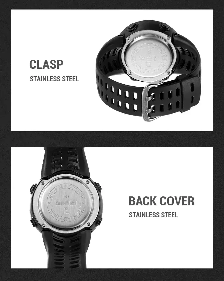 SKMEI 1655 Sport Digital Watch for Men Dual Display Waterproof Student Exploration Electronic Mens Wristwatches Back Light 1251