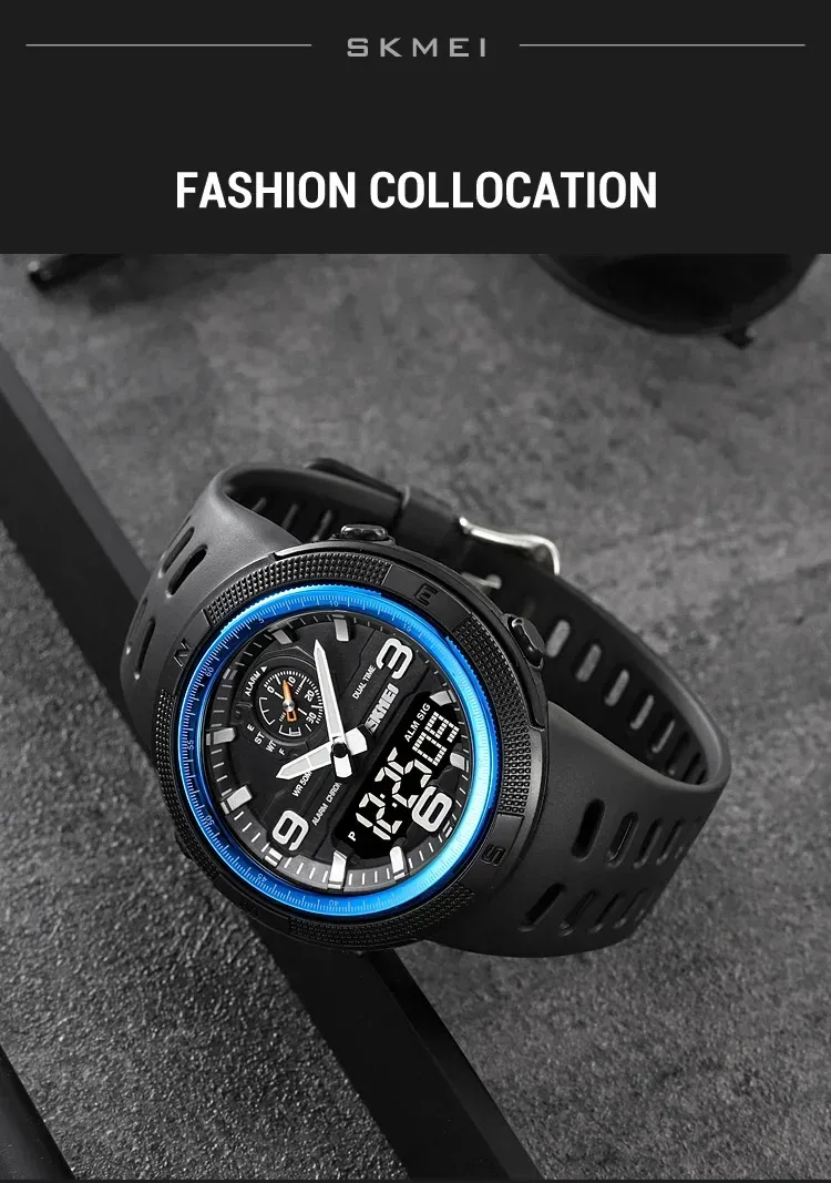 SKMEI 1655 Sport Digital Watch for Men Dual Display Waterproof Student Exploration Electronic Mens Wristwatches Back Light 1251