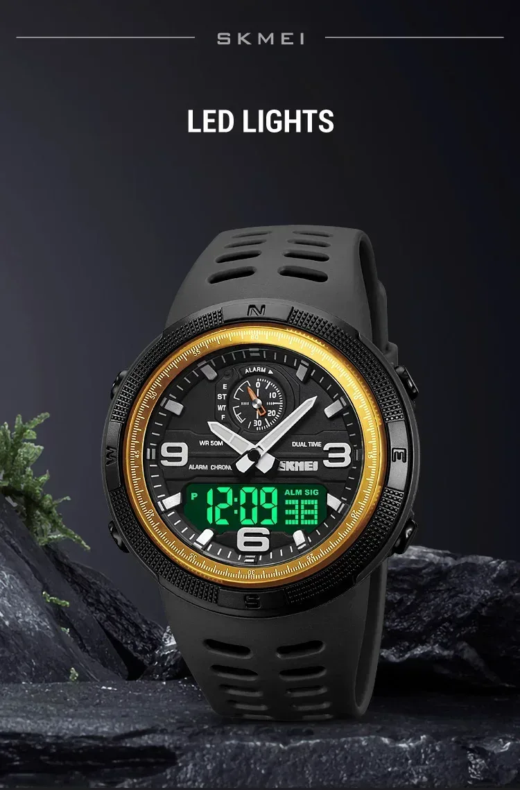 SKMEI 1655 Sport Digital Watch for Men Dual Display Waterproof Student Exploration Electronic Mens Wristwatches Back Light 1251