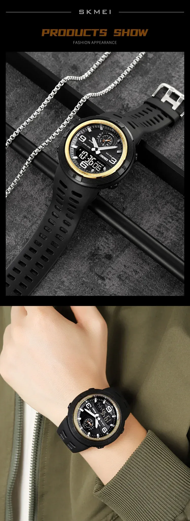 SKMEI 1655 Sport Digital Watch for Men Dual Display Waterproof Student Exploration Electronic Mens Wristwatches Back Light 1251