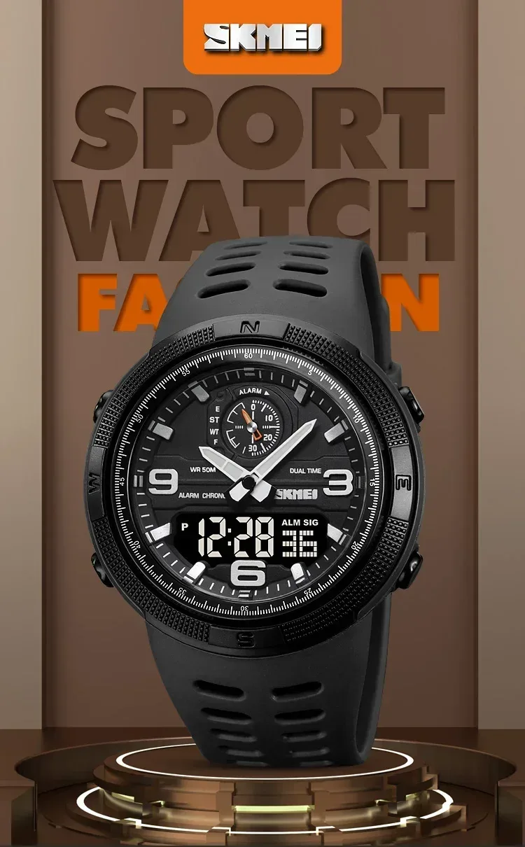 SKMEI 1655 Sport Digital Watch for Men Dual Display Waterproof Student Exploration Electronic Mens Wristwatches Back Light 1251