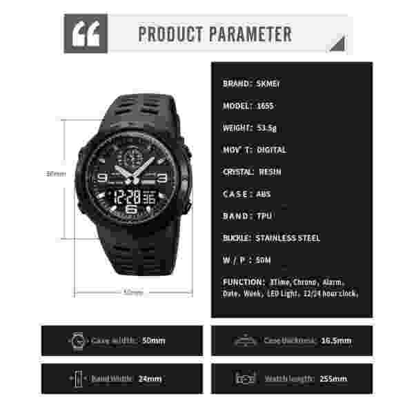 SKMEI 1655 Sport Digital Watch for Men Dual Display - Image 6