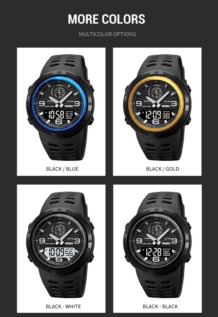 SKMEI 1655 Sport Digital Watch for Men Dual Display Waterproof Student Exploration Electronic Mens Wristwatches Back Light 1251