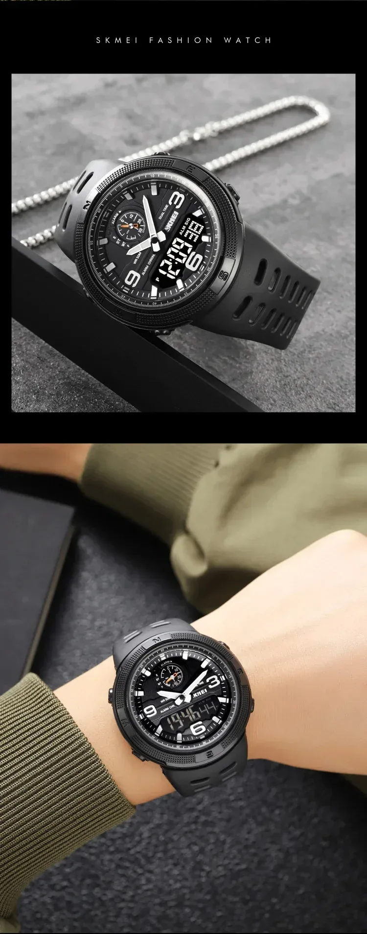 SKMEI 1655 Sport Digital Watch for Men Dual Display Waterproof Student Exploration Electronic Mens Wristwatches Back Light 1251