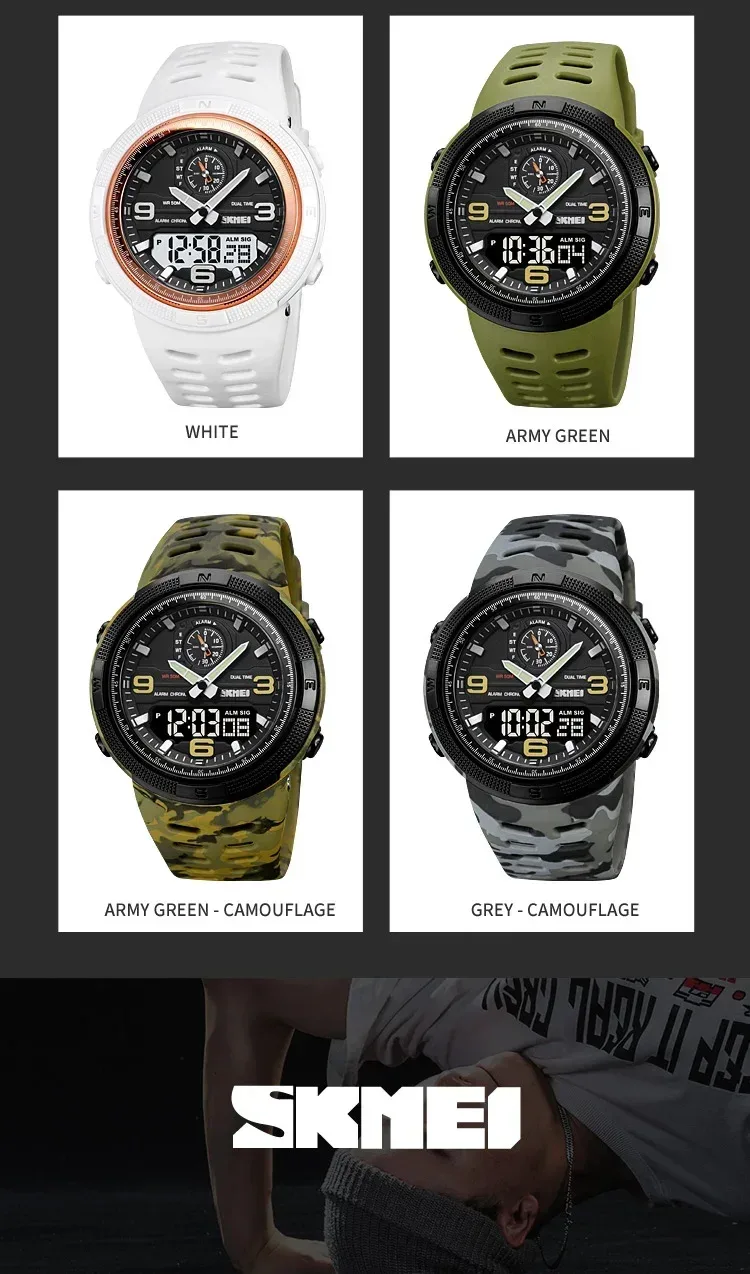 SKMEI 1655 Sport Digital Watch for Men Dual Display Waterproof Student Exploration Electronic Mens Wristwatches Back Light 1251