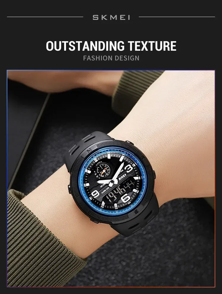 SKMEI 1655 Sport Digital Watch for Men Dual Display Waterproof Student Exploration Electronic Mens Wristwatches Back Light 1251