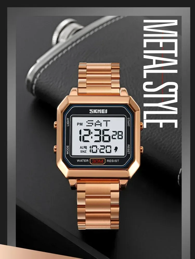 SKMEI 2149 Electronic Watch for Men Square Steel Student Sports Waterproof Back Light Digital Wristwatches Mens Reloj Hombre