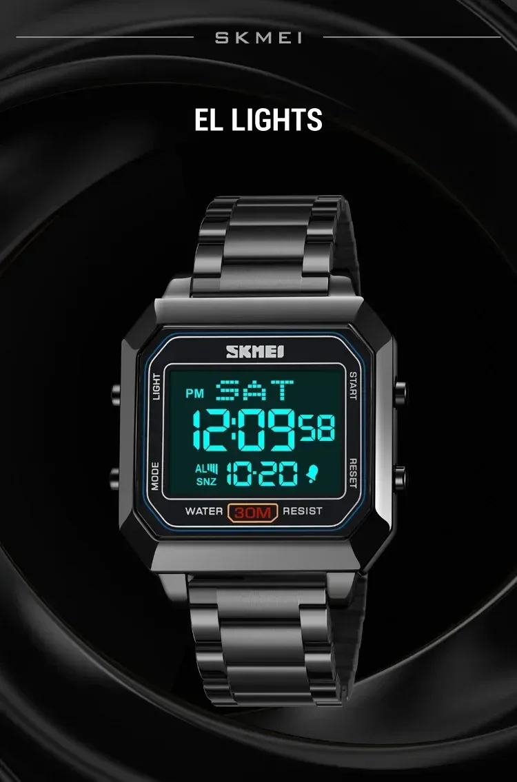 SKMEI 2149 Electronic Watch for Men Square Steel Student Sports Waterproof Back Light Digital Wristwatches Mens Reloj Hombre
