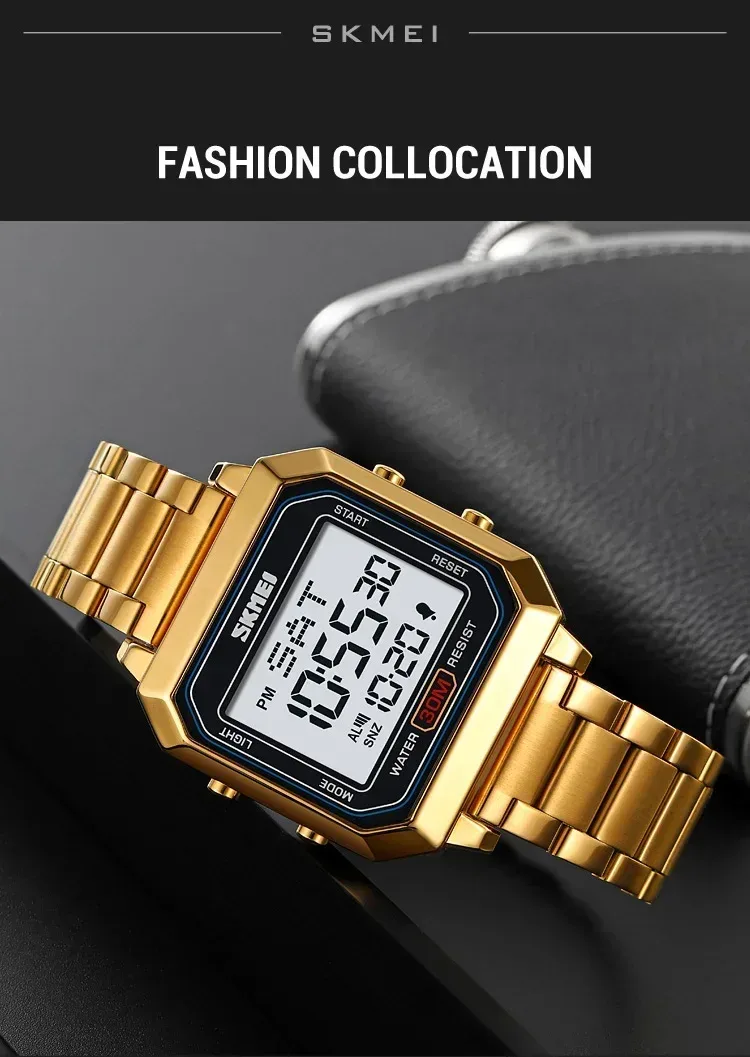 SKMEI 2149 Electronic Watch for Men Square Steel Student Sports Waterproof Back Light Digital Wristwatches Mens Reloj Hombre