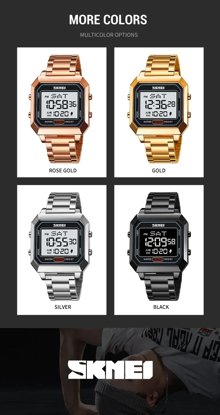 SKMEI 2149 Electronic Watch for Men Square Steel Student Sports Waterproof Back Light Digital Wristwatches Mens Reloj Hombre