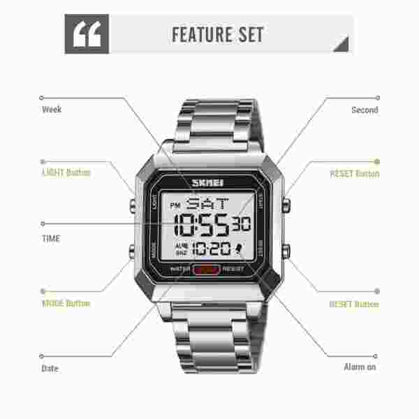 SKMEI 2149 Electronic Watch for Men Square Steel - Image 5