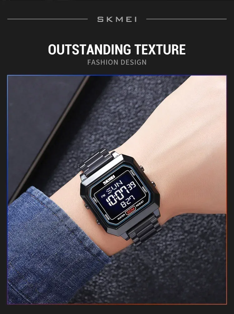 SKMEI 2149 Electronic Watch for Men Square Steel Student Sports Waterproof Back Light Digital Wristwatches Mens Reloj Hombre