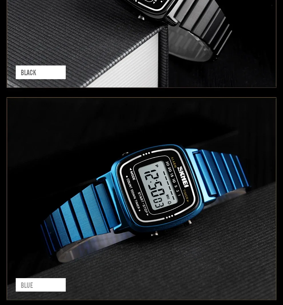 SKMEI 1252 Sport Watch Women 3Bar Waterproof Ladies Alarm Clock Digital Watch
