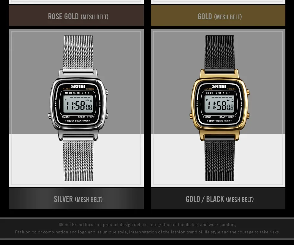 SKMEI 1252 Sport Watch Women 3Bar Waterproof Ladies Alarm Clock Digital Watch
