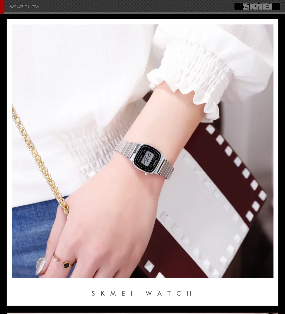 SKMEI 1252 Sport Watch Women 3Bar Waterproof Ladies Alarm Clock Digital Watch