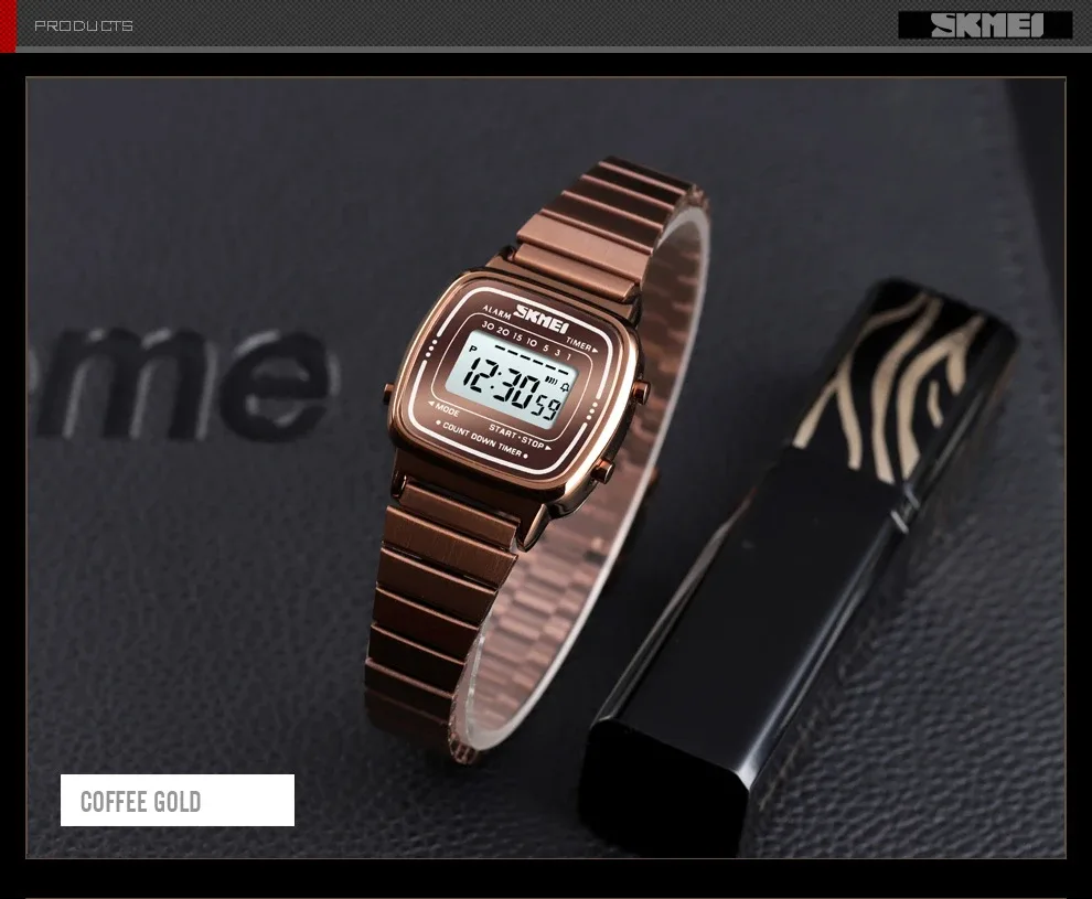 SKMEI 1252 Sport Watch Women 3Bar Waterproof Ladies Alarm Clock Digital Watch