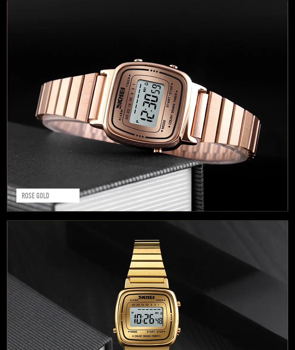 SKMEI 1252 Sport Watch Women 3Bar Waterproof Ladies Alarm Clock Digital Watch