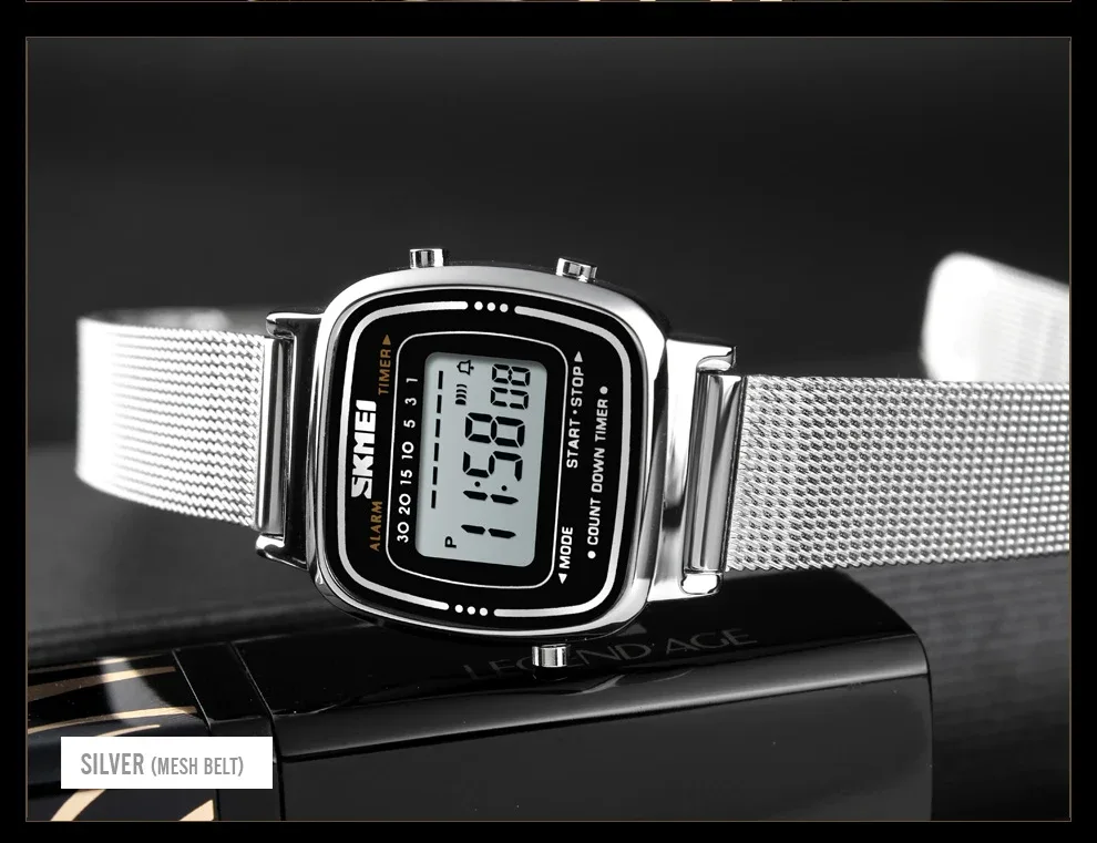 SKMEI 1252 Sport Watch Women 3Bar Waterproof Ladies Alarm Clock Digital Watch