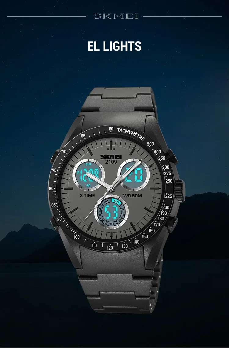 SKMEI 2109 Sport Watches Mens Multifunctional Time Military Camouflage Countdown Digital Men Wristwatch Waterproof Chrono Clock