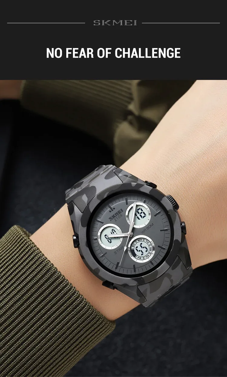 SKMEI 2109 Sport Watches Mens Multifunctional Time Military Camouflage Countdown Digital Men Wristwatch Waterproof Chrono Clock