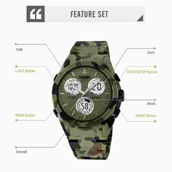 SKMEI 2109 Sport Watch Mens Multifunctional Time Military Camouflage Countdown Digital Men Wristwatch - Image 5