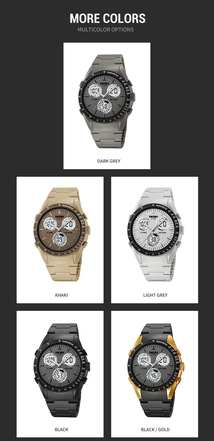 SKMEI 2109 Sport Watches Mens Multifunctional Time Military Camouflage Countdown Digital Men Wristwatch Waterproof Chrono Clock