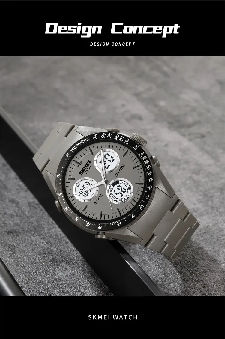 SKMEI 2109 Sport Watches Mens Multifunctional Time Military Camouflage Countdown Digital Men Wristwatch Waterproof Chrono Clock