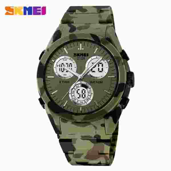 SKMEI 2109 Sport Watch Mens Multifunctional Time Military Camouflage Countdown Digital Men Wristwatch